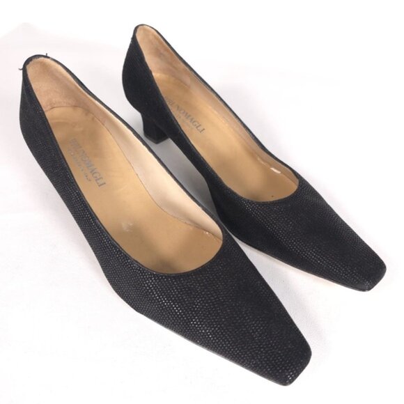 BRUNO MAGLI Women’s HANDMADE IN‎ ITALY Textured LEATHER Heels Black Size 8.5 AA - Picture 3 of 14